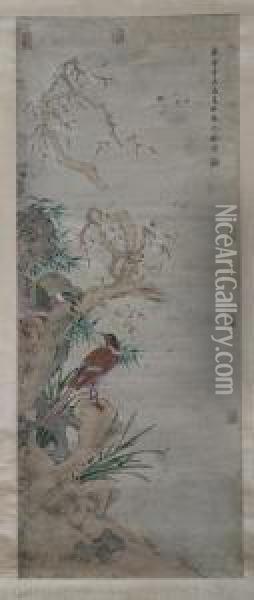 Birds On Branch Oil Painting - Shen Quan