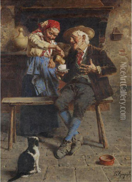 The Happy Couple Oil Painting - Eugenio Zampighi