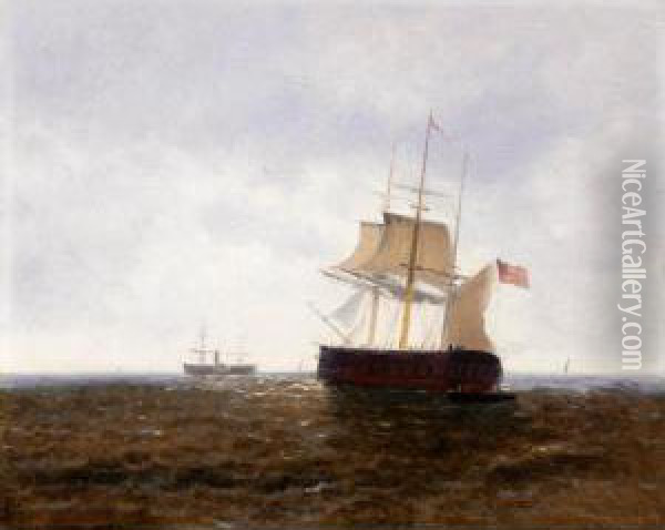 Ships At Sea Oil Painting - Ioannis (Jean H.) Altamura