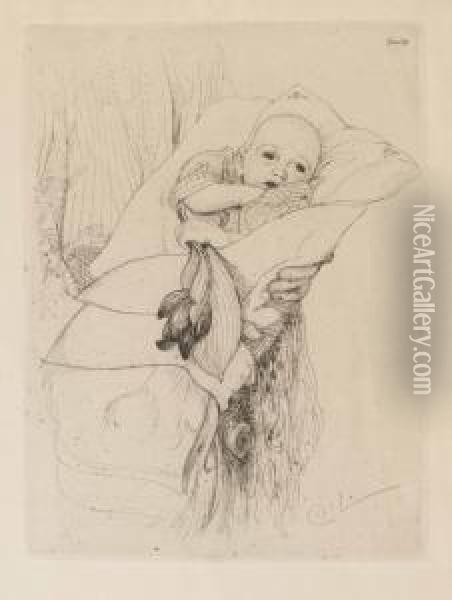 Etching, Third State (of 3), 1913, Signed In Pencil Oil Painting - Carl Larsson