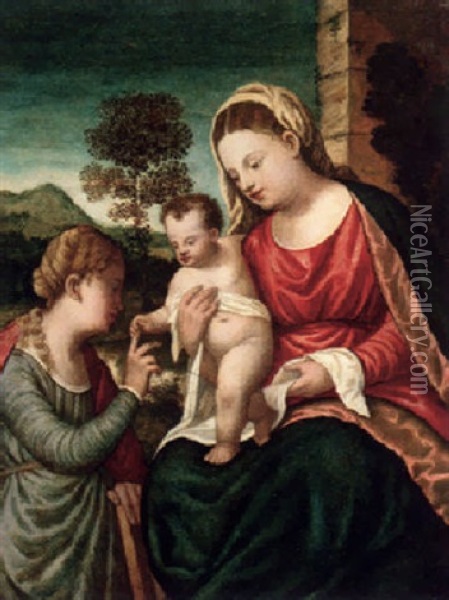 The Mystic Marrige Of Saint Catherine Oil Painting - Jacopo Palma il Vecchio