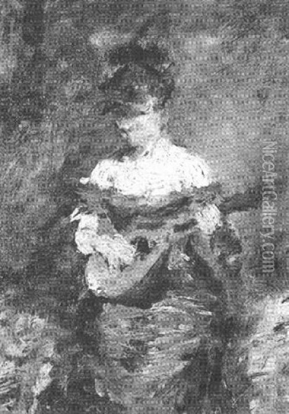 A Mandolin Player Oil Painting - William Merritt Chase