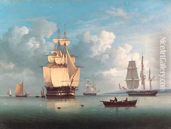 A Squadron at Anchor Oil Painting - William Joy