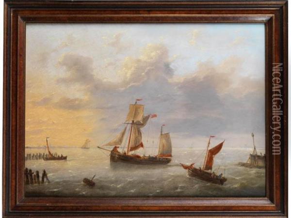 Marinebild Oil Painting - Louis Verboeckhoven