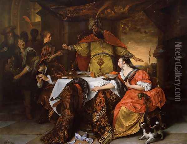The Wrath of Ahasuerus Oil Painting - Jan Steen