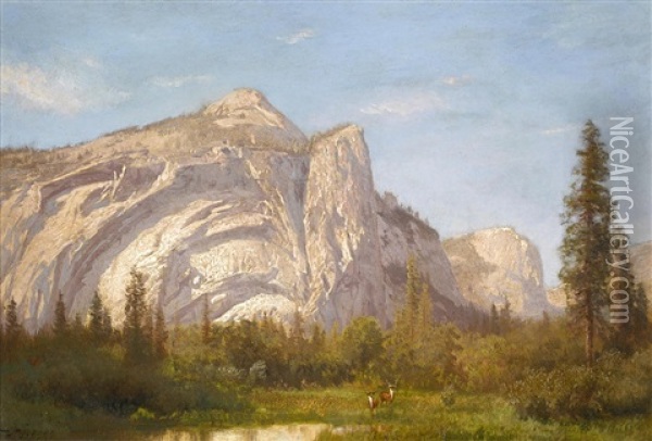 Golden Buttes, Yosemite Oil Painting - Hermann Herzog