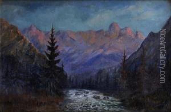 Potok V Tatrach Oil Painting - Karol Polonyi