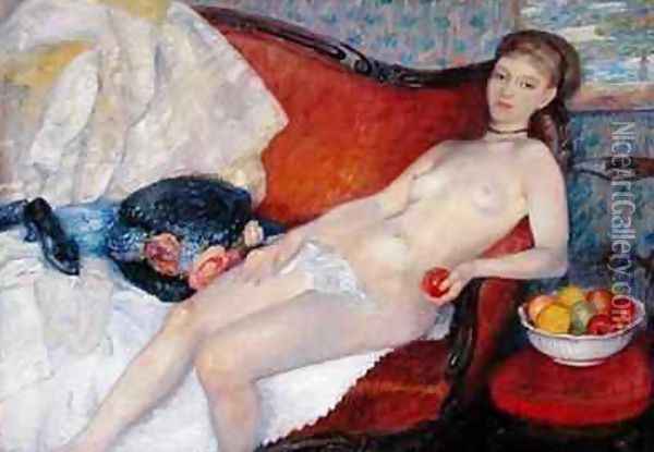Nude with Apple Oil Painting - William Glackens
