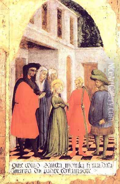 Marriage of St. Monica 1441 Oil Painting - Antonio Vivarini