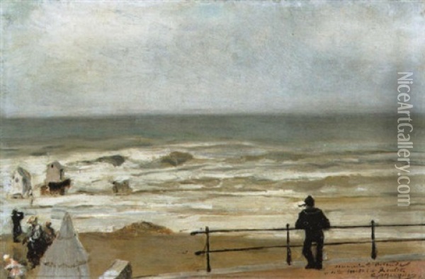 La Digue A Ostende Oil Painting - Constantin Meunier