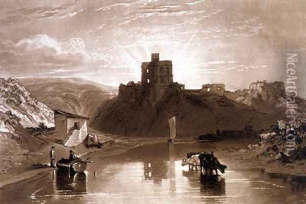Norham Castle on the River Tweed, from the Liber Studiorum, engraved by Charles Turner, 1816 Oil Painting - Joseph Mallord William Turner