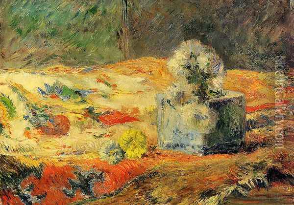 Flowers And Carpet Oil Painting - Paul Gauguin