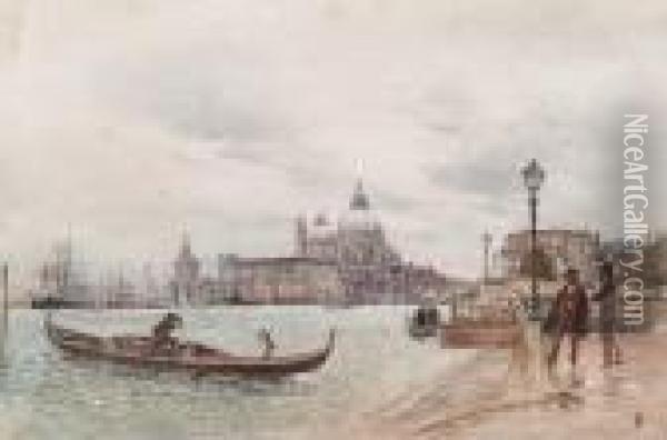 Venezia, Riva Degli Schiavoni Verso La Salute Oil Painting - Myles Birket Foster