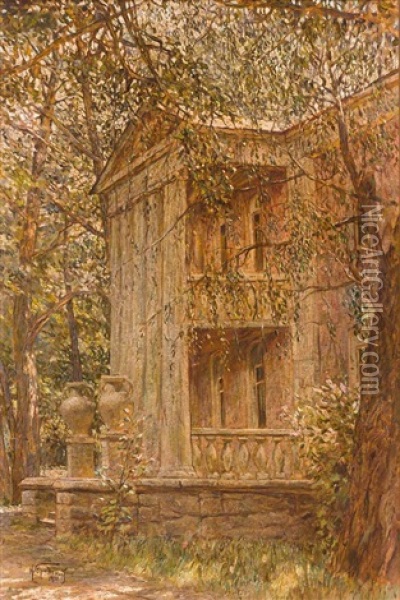 Blick Auf Eine Villa Im Park Oil Painting - Isaak Izrailevich Brodsky