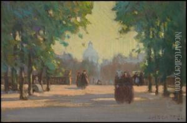 Luxembourg Gardens, Paris Oil Painting - John William Beatty