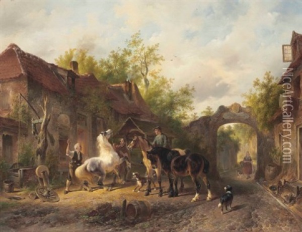 Visit To The Blacksmith Oil Painting - Wouter Verschuur the Elder