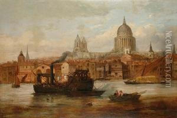 View Of St. Pauls Cathedral From Across The Thames Oil Painting - Samuel Scott