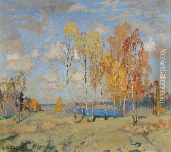 Autumn Landscape Oil Painting - Konstantin Ivanovich Gorbatov