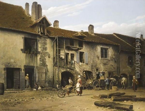 Le Village Oil Painting - Leon Legat