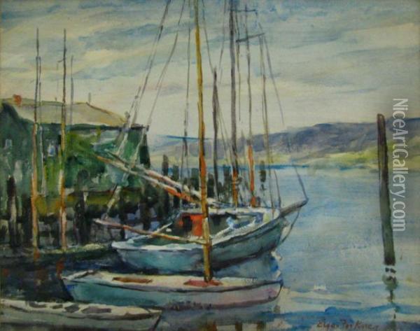 Harbor Scene Oil Painting - Edgar Forkner