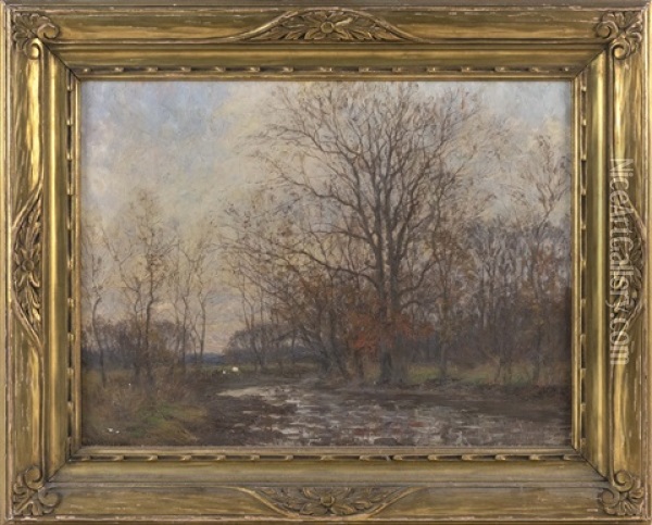 A Forest Stream Oil Painting - William Merritt Post