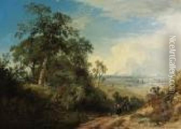 London From Telegraph Hill, Hampstead Oil Painting - James Baker Pyne