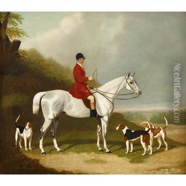 Jockey On A Bay; Jockey On A Gray (pair) Oil Painting - Augustus S. Boult