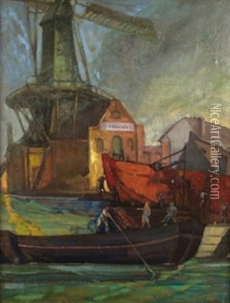 En El Puerto Oil Painting - Gustavo De Maeztu