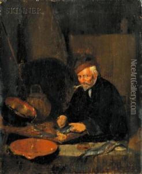 Cleaning Fish For Supper Oil Painting - Quiringh Gerritsz. van Brekelenkam
