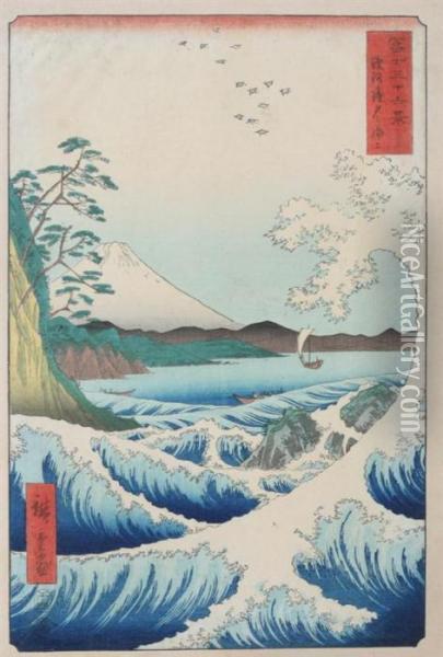 Suruga Satta Kaijo Oil Painting - Utagawa or Ando Hiroshige