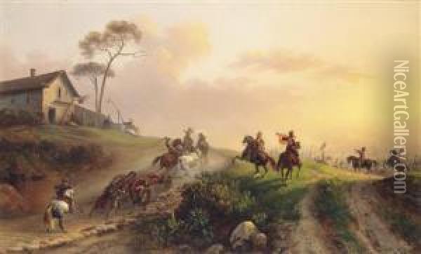 Group Of Horsemen At A Battle