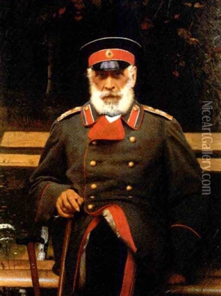 Portrait Of Admiral Login Loginovich Heyden Oil Painting - Ivan Nikolaevich Kramskoy
