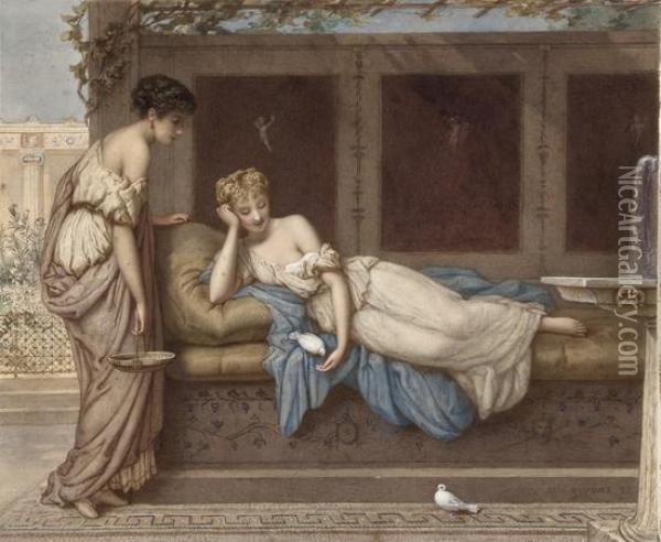 Under The Pergula Oil Painting - Auguste Jules Bouvier, N.W.S.