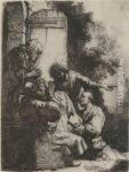 Joseph's Coat Brought To Jacob Oil Painting - Rembrandt Van Rijn
