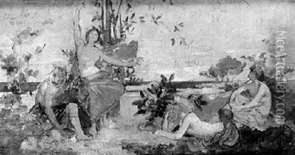 La Danse Antique Oil Painting - Emile-Jean-Marie Brunet