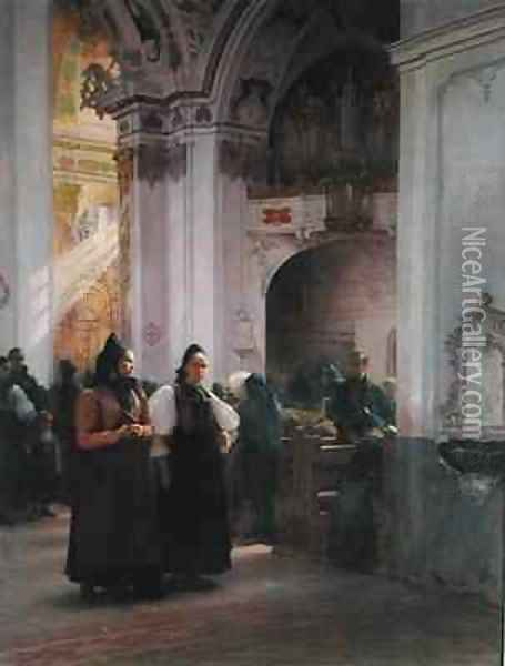 The End of Mass in Einsiedeln Oil Painting - Albert Pierre Dawant