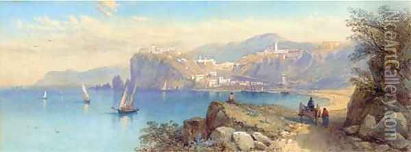 On the Amalfi coast Oil Painting - Thomas Charles Leeson Rowbotham