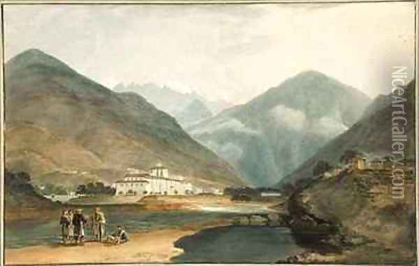 The Former Winter Capital of Bhutan at Punakha Dzong Oil Painting - Thomas & William Daniell