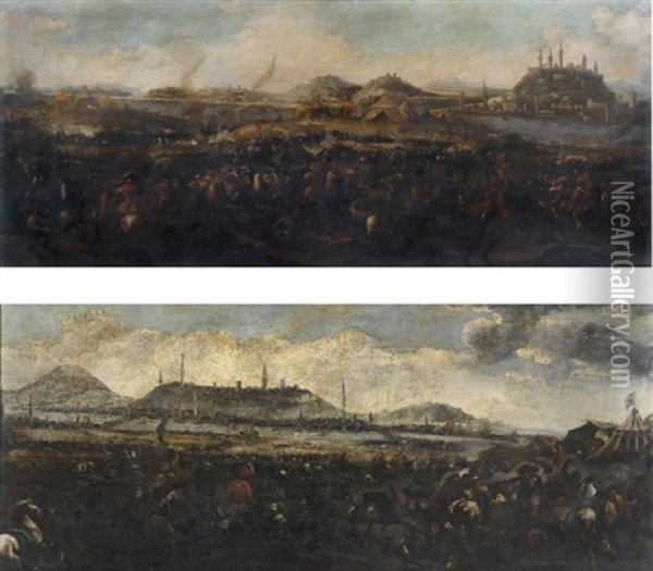 L'assedio Di Belgrado (pair) Oil Painting - Antonio Calza