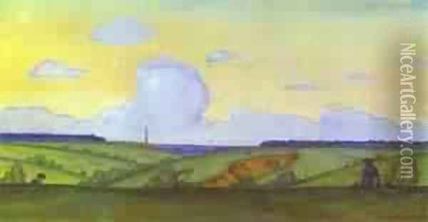 Evening Landscape 1915 Oil Painting - Mstislav Dobuzhinsky (Mstislavas Dobuzinskis)