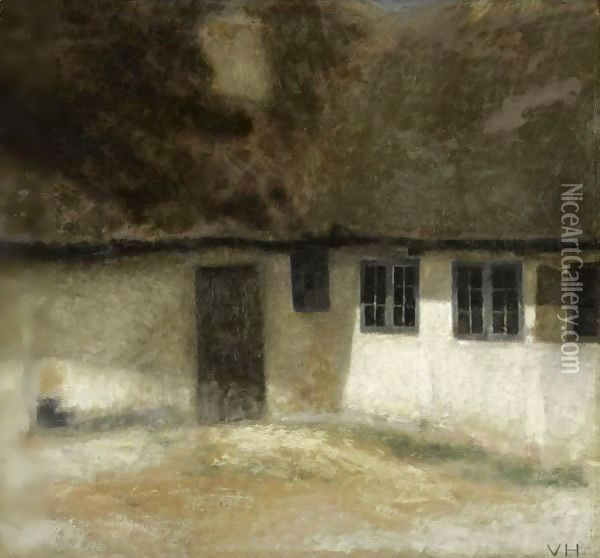 Hjornet Af En Bondegard (Corner Of A Farm) Oil Painting - Vilhelm Hammershoi