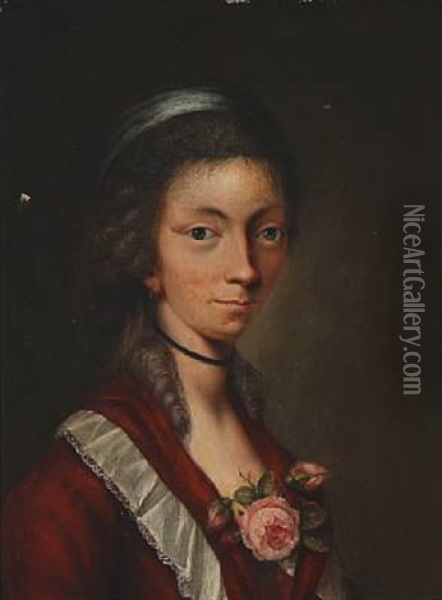 Portrait Of The Artist's Wife, Christiane Rafn, Nee Kiolbye (1762-1825) Oil Painting - Christian Rafn