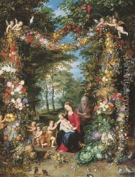 The Virgin and Child with the Infant Saint John the Baptist Oil Painting - Jan The Elder Brueghel