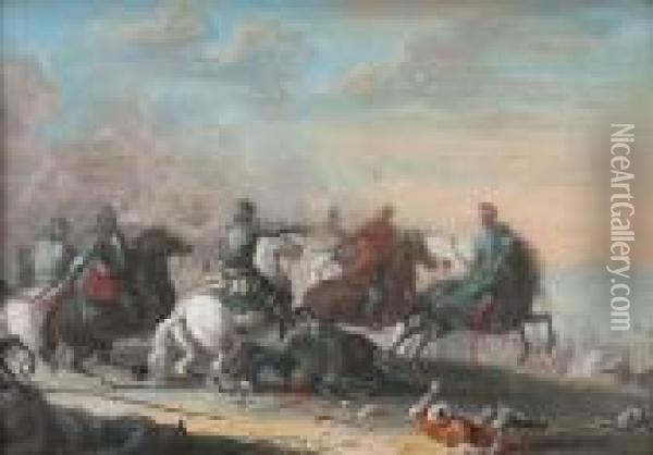 Schlachtenszene Mitturken Oil Painting - Karel Van Breydel (Le Chevalier)
