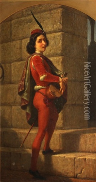 Or Long-hair'd Page In Crimson Clad Oil Painting - William Frederick Yeames