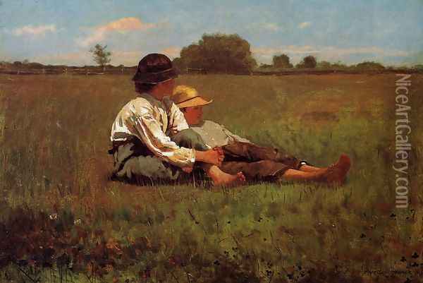 Boys in a Pasture Oil Painting - Winslow Homer