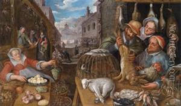 A Market Scene - An Allegory Of Autumn Oil Painting - Frederik van Valkenborch