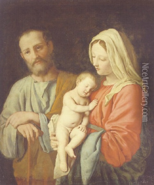 The Holy Family Oil Painting - Giovanni Battista Salvi (Il Sassoferrato)