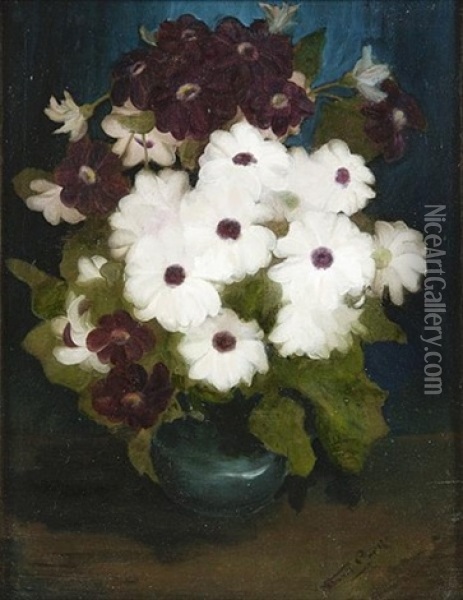 A Still Life Of Purple And White Blooms Oil Painting - Stuart James Park