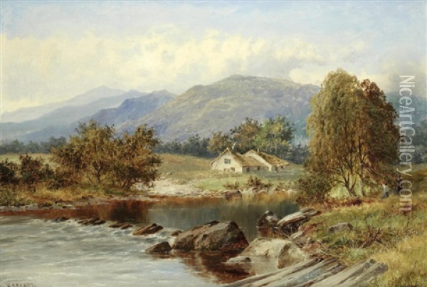 A Pair Of River Landscapes Oil Painting - William Henry Mander